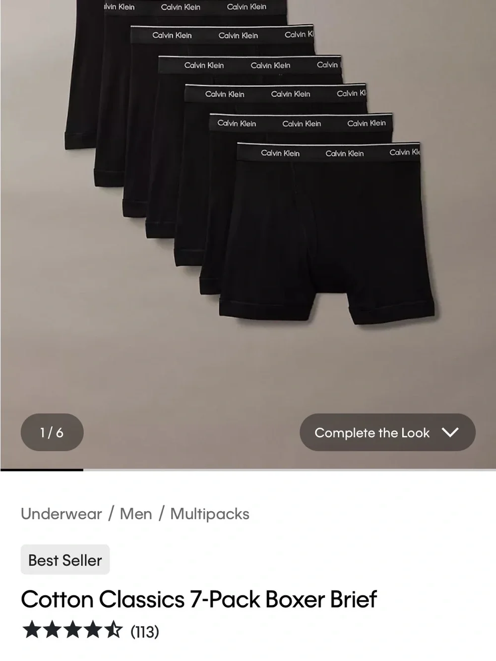 Calvin Klein Black Boxer Briefs 7-Pack